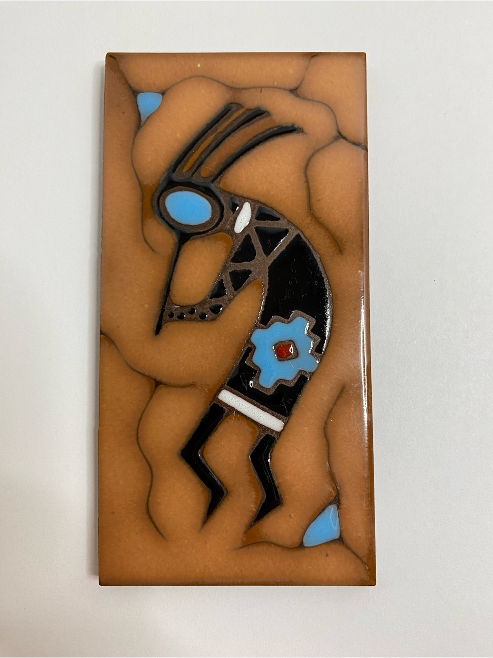 Kokopelli Flute Dancer Hand Glazed Tile Southwestern Style Made In Italy